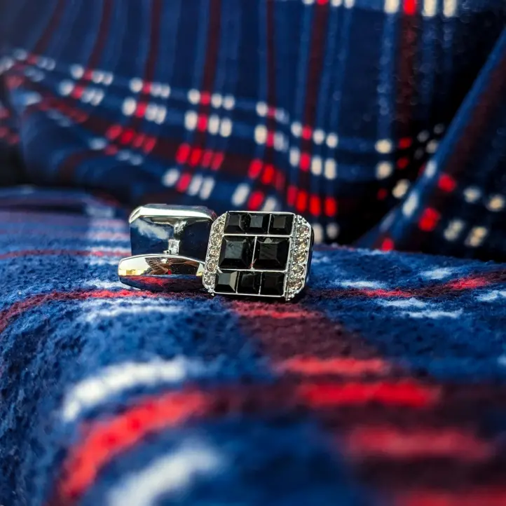 embroidered black cufflinks